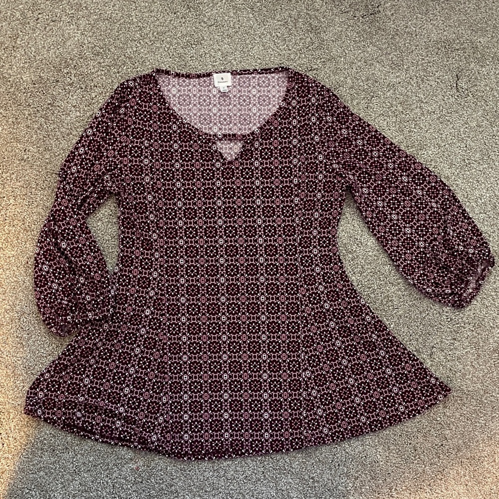 Dressbarn Purple Patterned Blouse